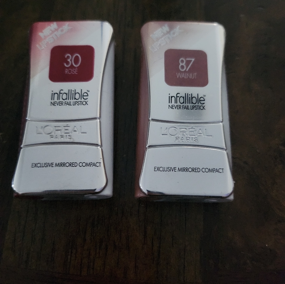L'Oréal Paris Infallible Never Fail Lipcolour 30 Rose & 87 Walnut NEW